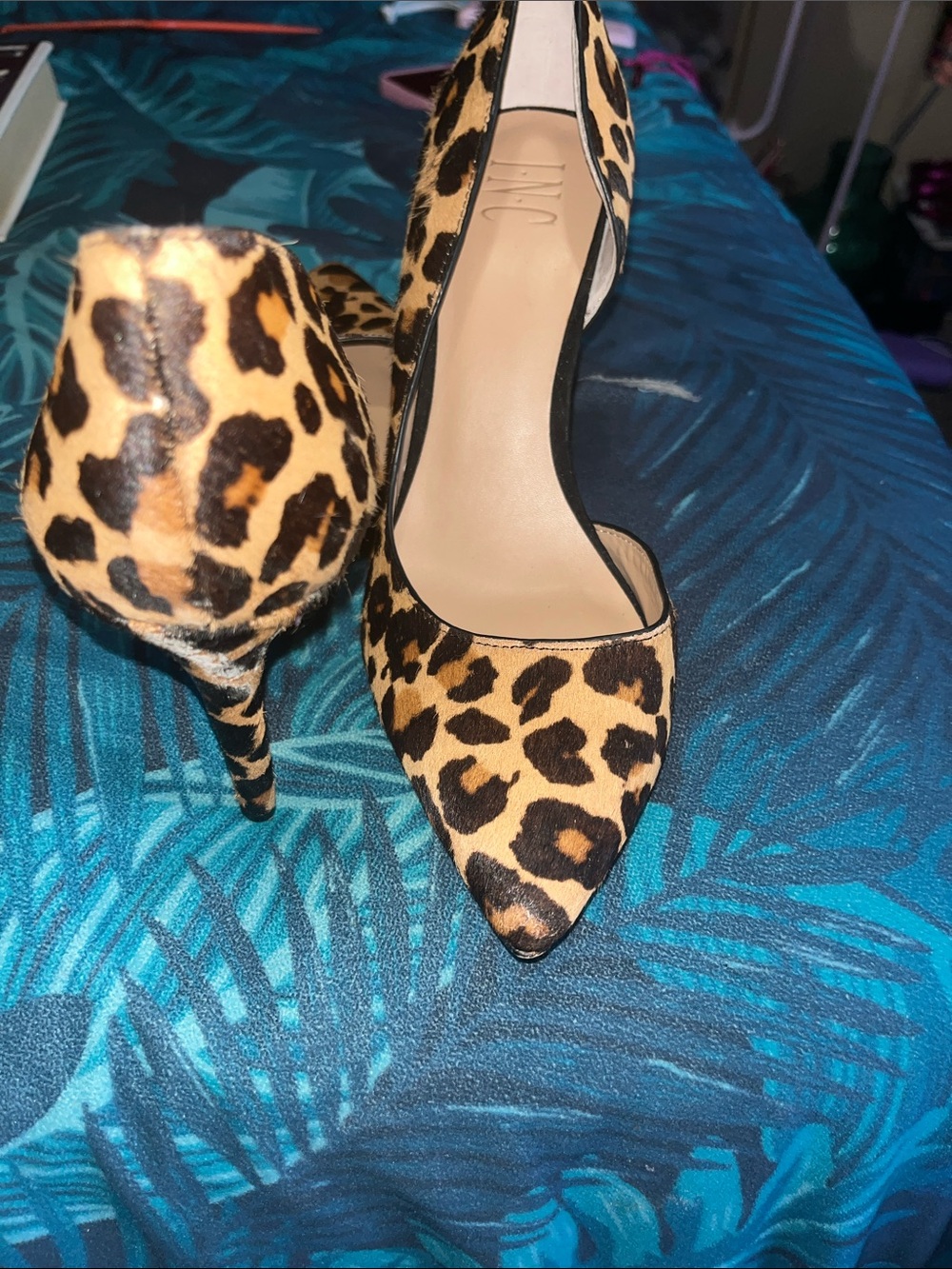 INC International Concepts Leopard Print Pointed-Toe Stilettos - Tan & Black